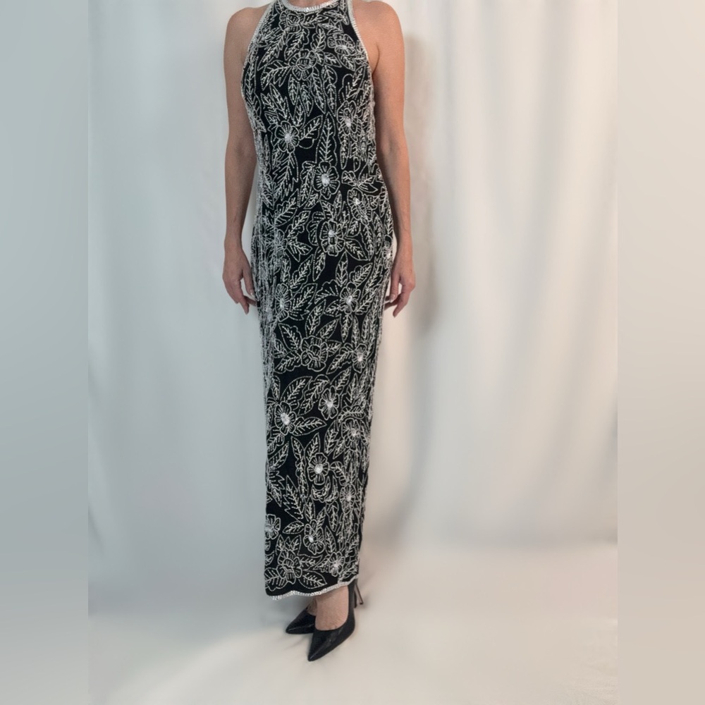 Elegant Black and White Floral Dress
